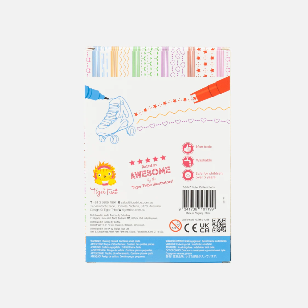 Tiger Tribe Roller Pattern Pens Packaging Back | Merchants Homewares