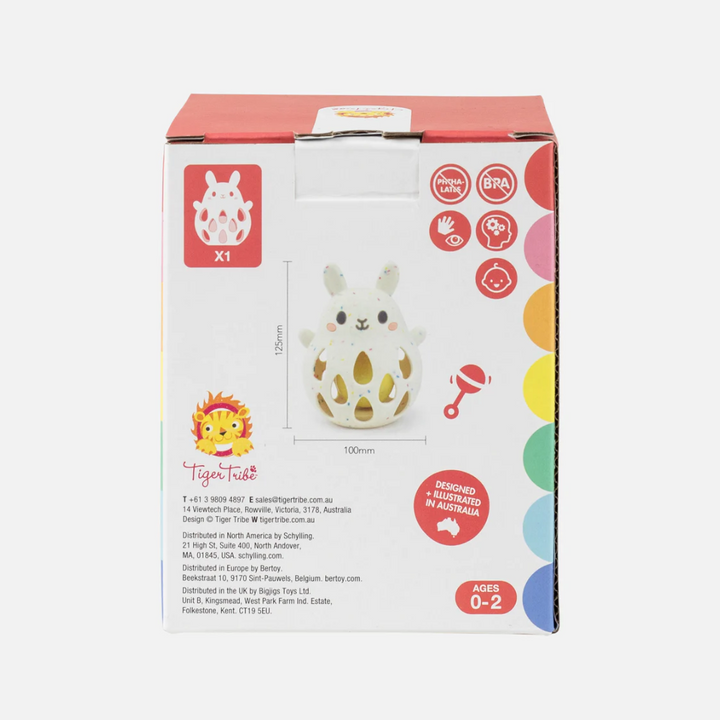 Tiger Tribe Silicone Rattle Bunny Packaging Back | Merchants Homewares