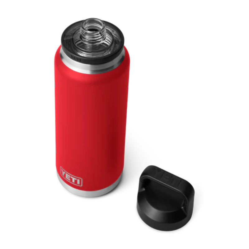 Yeti Rambler 36oz Bottle Rescue Red Open | Merchants Homewares