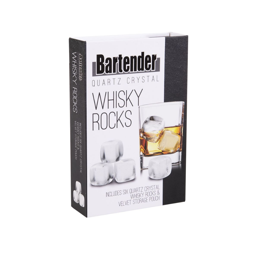 Bartender Quartz Crystal Whiskey Rocks Set of 6 with Bag | Merchants Homewares