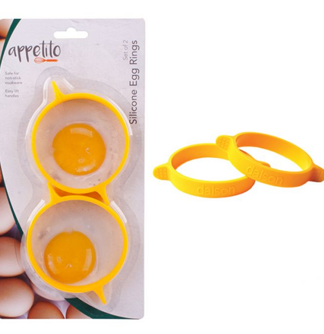 APPETITO "PANSAFE" SILICONE EGG RINGS SET 2 - YELLOW MERCHANTSHOMEWARES