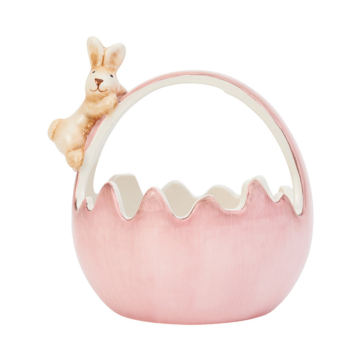 Annabel Trends Ceramic Pink Bunny Basket Large | Merchants Homewares