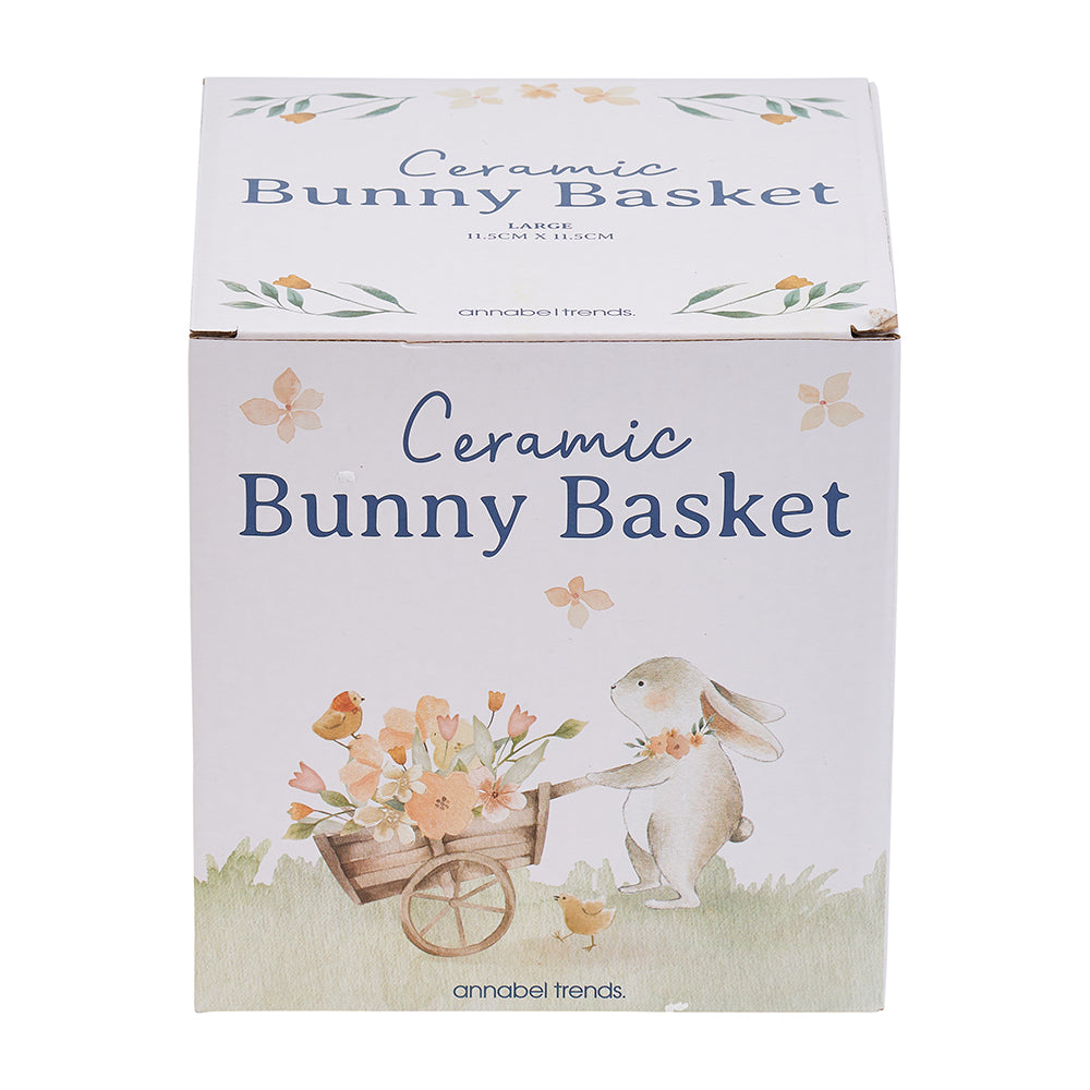 Annabel Trends Ceramic Pink Bunny Basket Large Boxed | Merchants Homewares