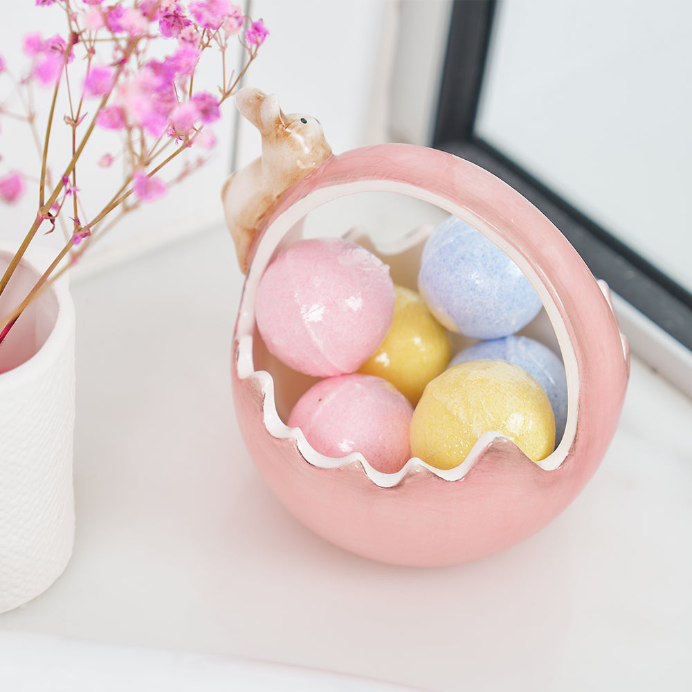 Annabel Trends Ceramic Pink Bunny Basket Large Lifestyle | Merchants Homewares