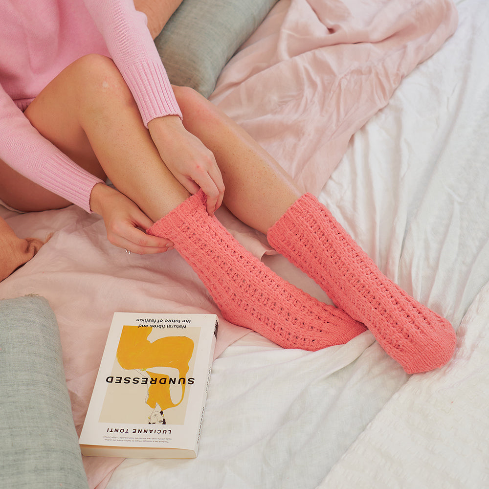 Annabel Trends Chenille Room Socks Coral Lifestyle | Merchants Homewares