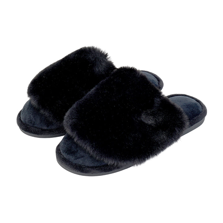Annabel Trends Cosy Luxe Black Slippers | Merchants Homewares
