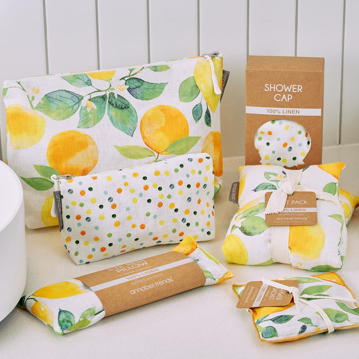 Annabel Trends Linen Cosmetic Bag Large Amalfi Citrus Lifestyle | Merchants Homewares