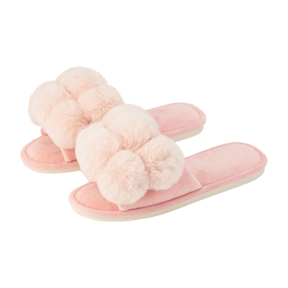 Annabel Trends Pink Petal Pom Pom Slippers | ACMerchants Homewares