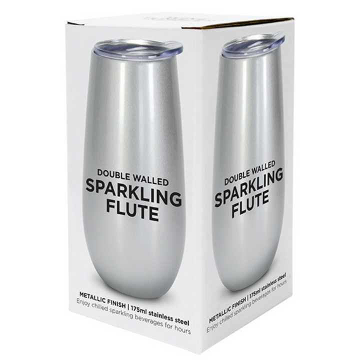 Annabel Trends Sparkling Flute Silver Stainless Steel Double Walled | Merchants Homewares