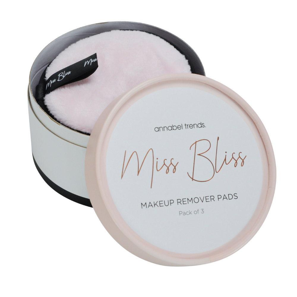 Annabelle Trends Miss Bliss Makeup Remover Pads 3 pack pink packaged | Merchants Homewares 