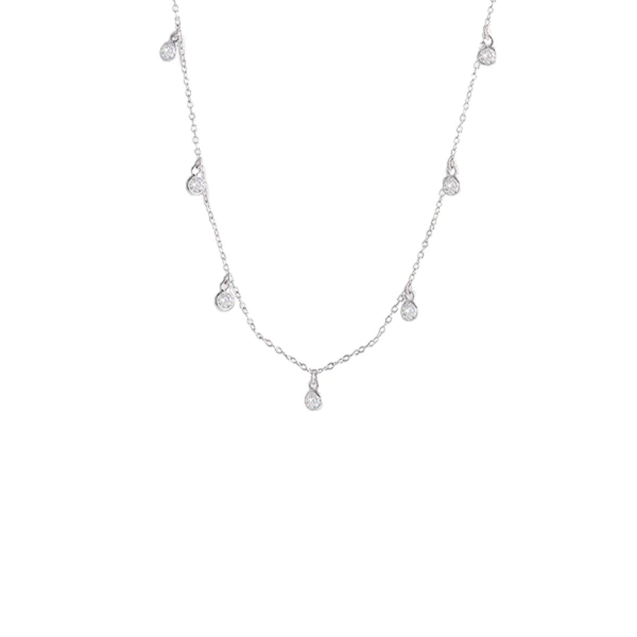 Bianc Cz Bezel Scattered Drop Necklace Silver | Merchants Homewares