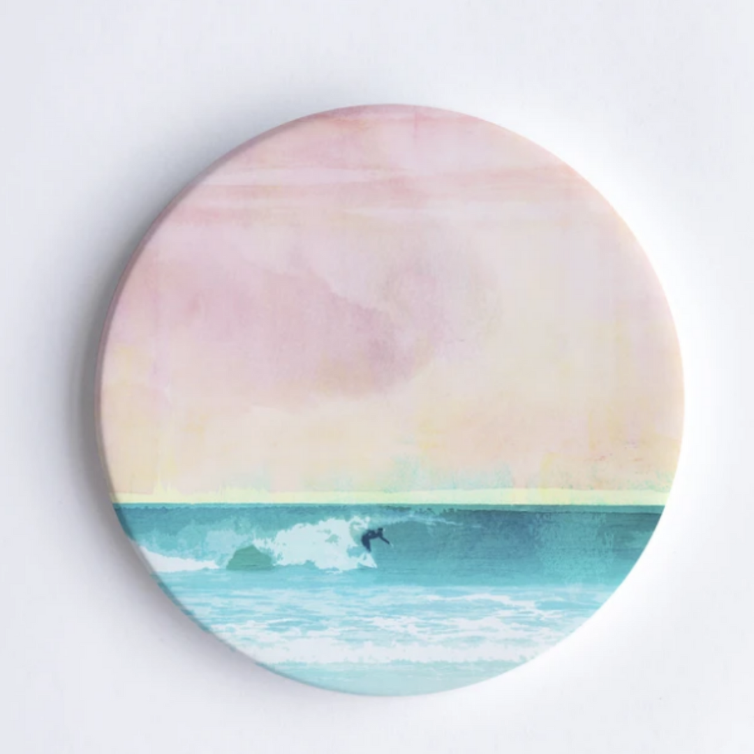 Braw Paper Co Ceramic Coaster Solo Surfer at leghton Beach Merchant Homewares