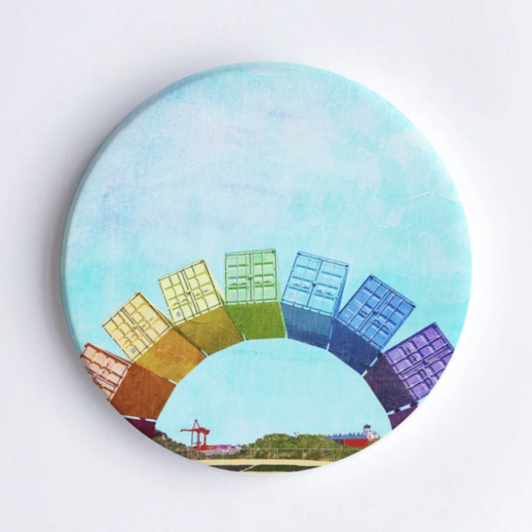 Braw Paper Co Ceramic Coaster fremantle rainbow Containers merchant Homewares