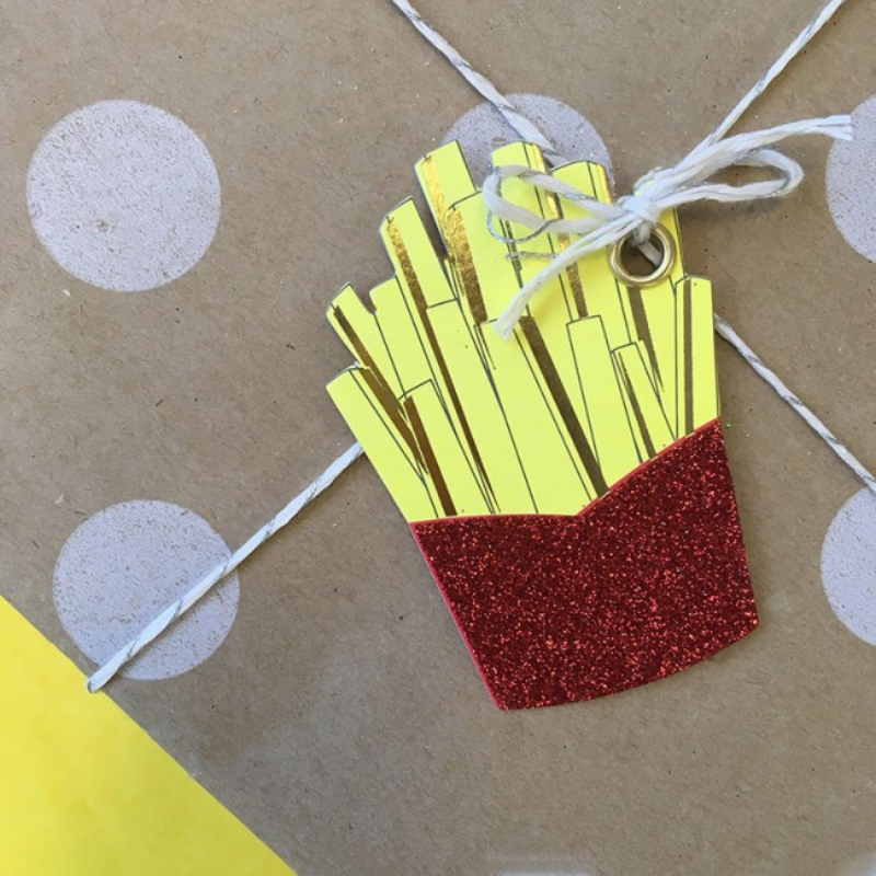 Candle Bark French Fries Gift Tag Attached To Gift | Merchant Homewares