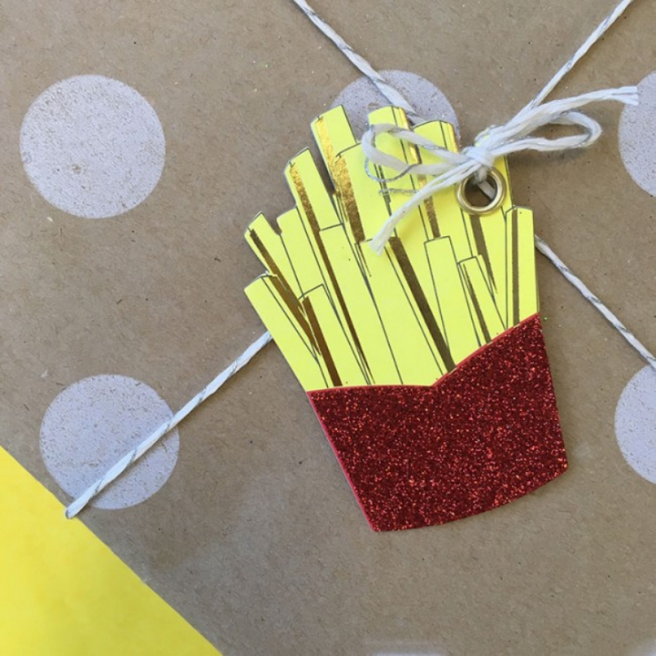 Candle Bark French Fries Gift Tag Attached To Gift | Merchant Homewares