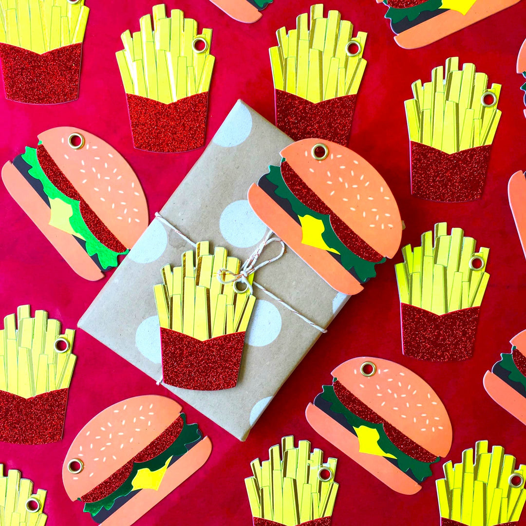 Candle Bark Lifestyle Images Of French Fries And Burger Gift Tags  | Merchant Homewares