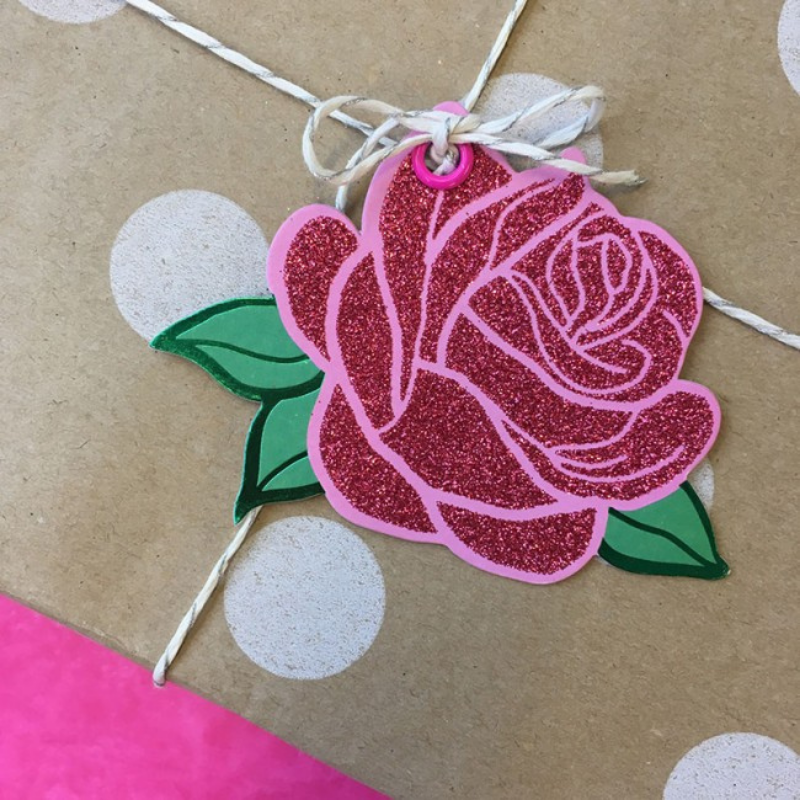 Candle Bark Rose Gift Tag Attached To Gift | Merchant Homewares