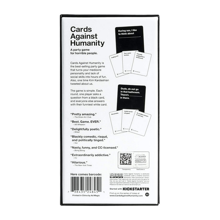 Cards Against Humanity Packaged Back Of Box Blurb | Merchants Homewares