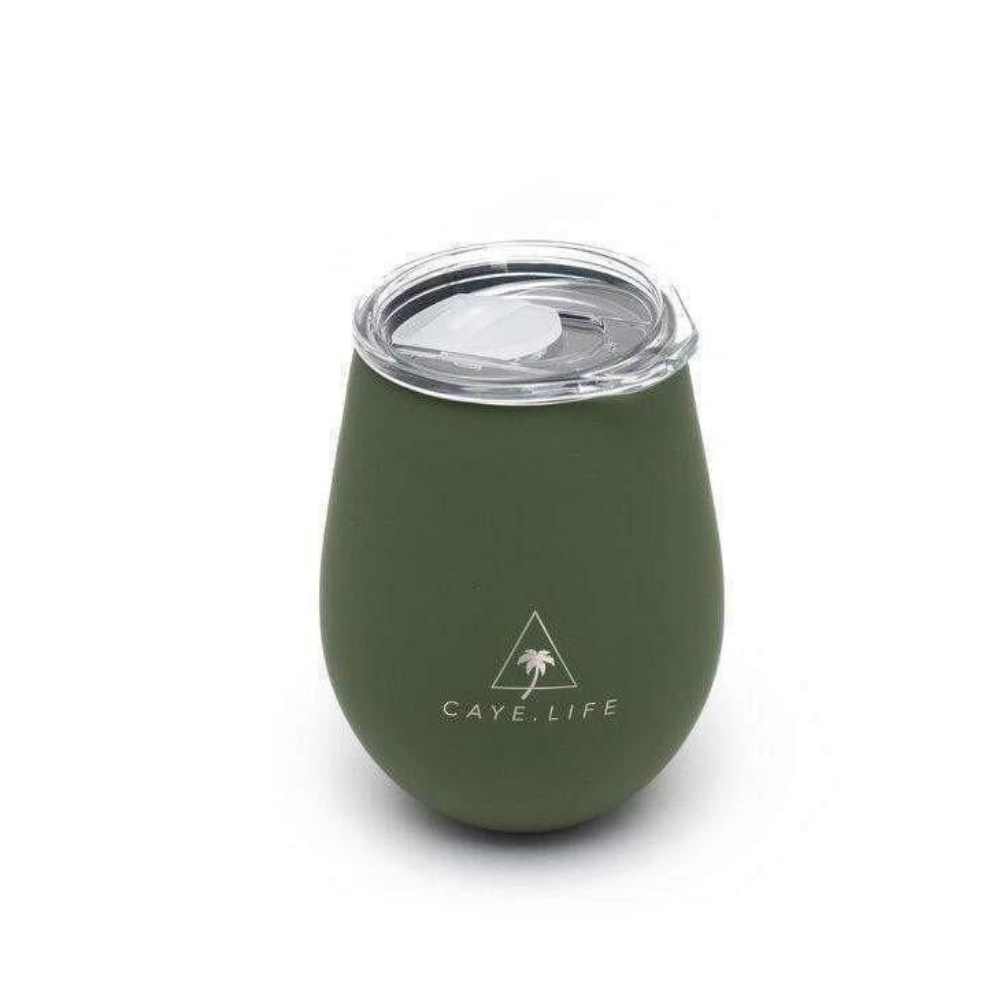 Caye Life Reusable Cup Matte Green open | Merchants Homewares