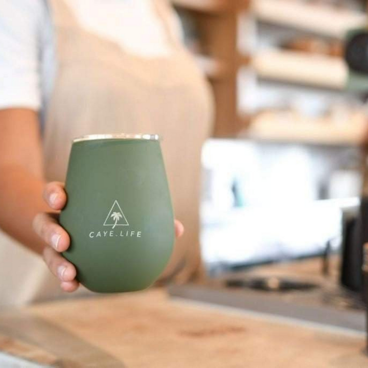 Caye Life Reusable Cup Matte Green lifestyle | Merchants Homewares