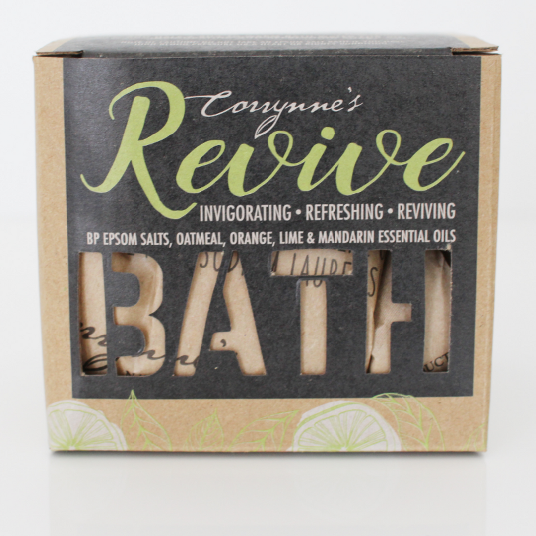 Corrynne's Reviving Bath Salts 500g BP Epsom Salts, Oatmeal, Orange, Lime & Mandarin Essential Oils packaged | Merchants Homewares