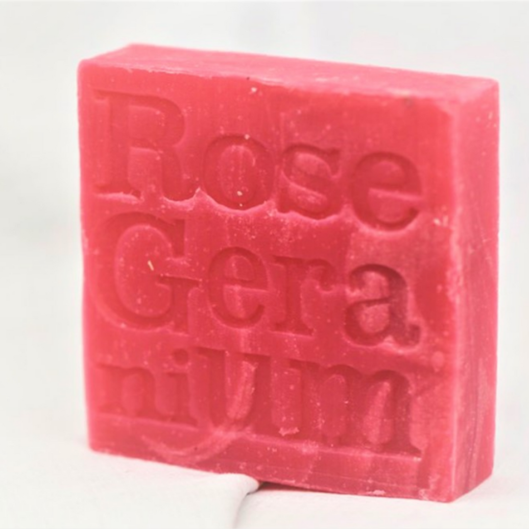 Corrynne's Rose Geranium Soap pink open | Merchants Homewares