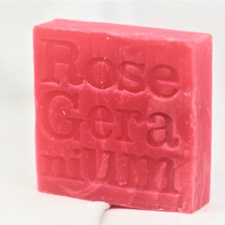 Corrynne's Rose Geranium Soap pink open | Merchants Homewares