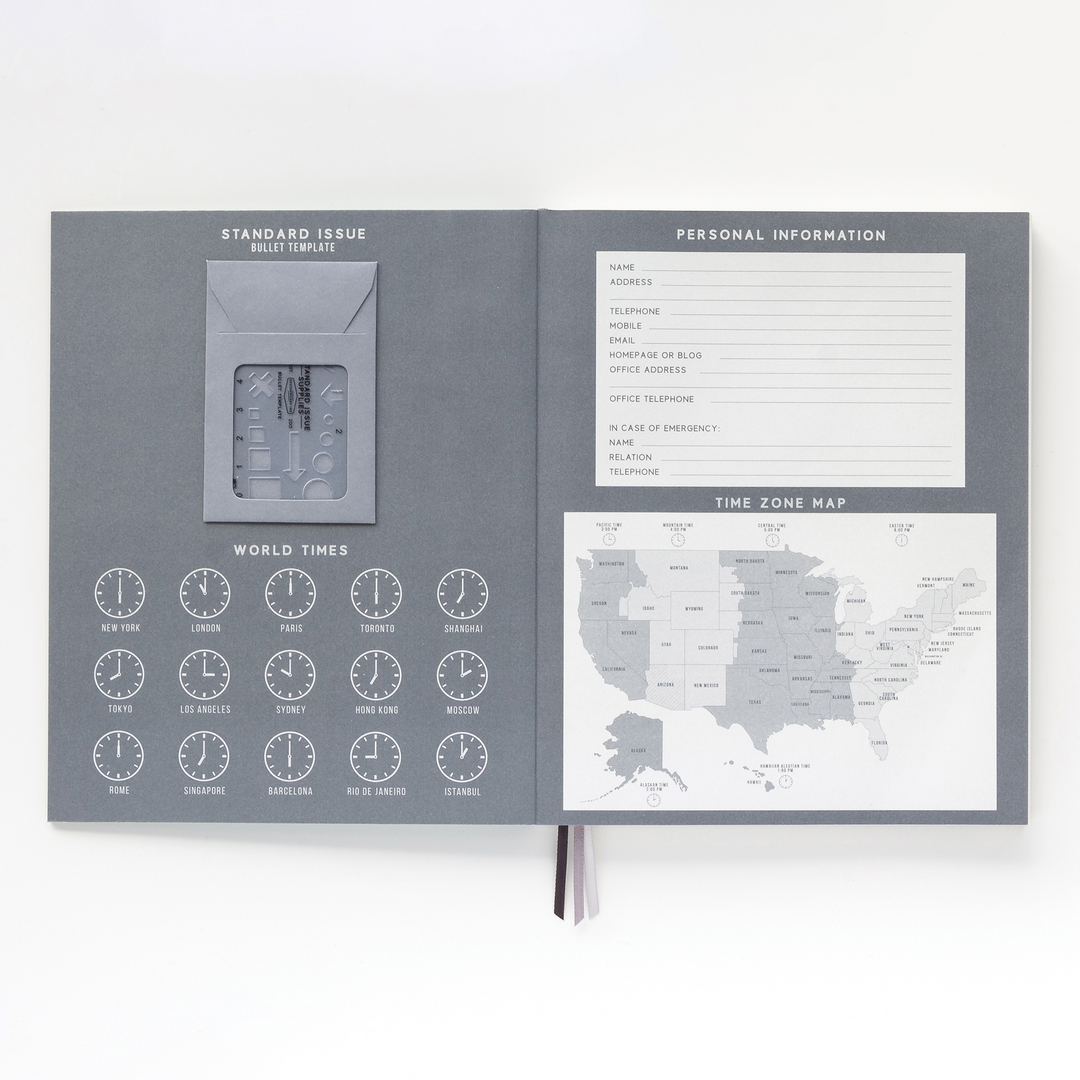 Designworks Ink Standard Issue A5 Planner Black Open | Merchants Homewares