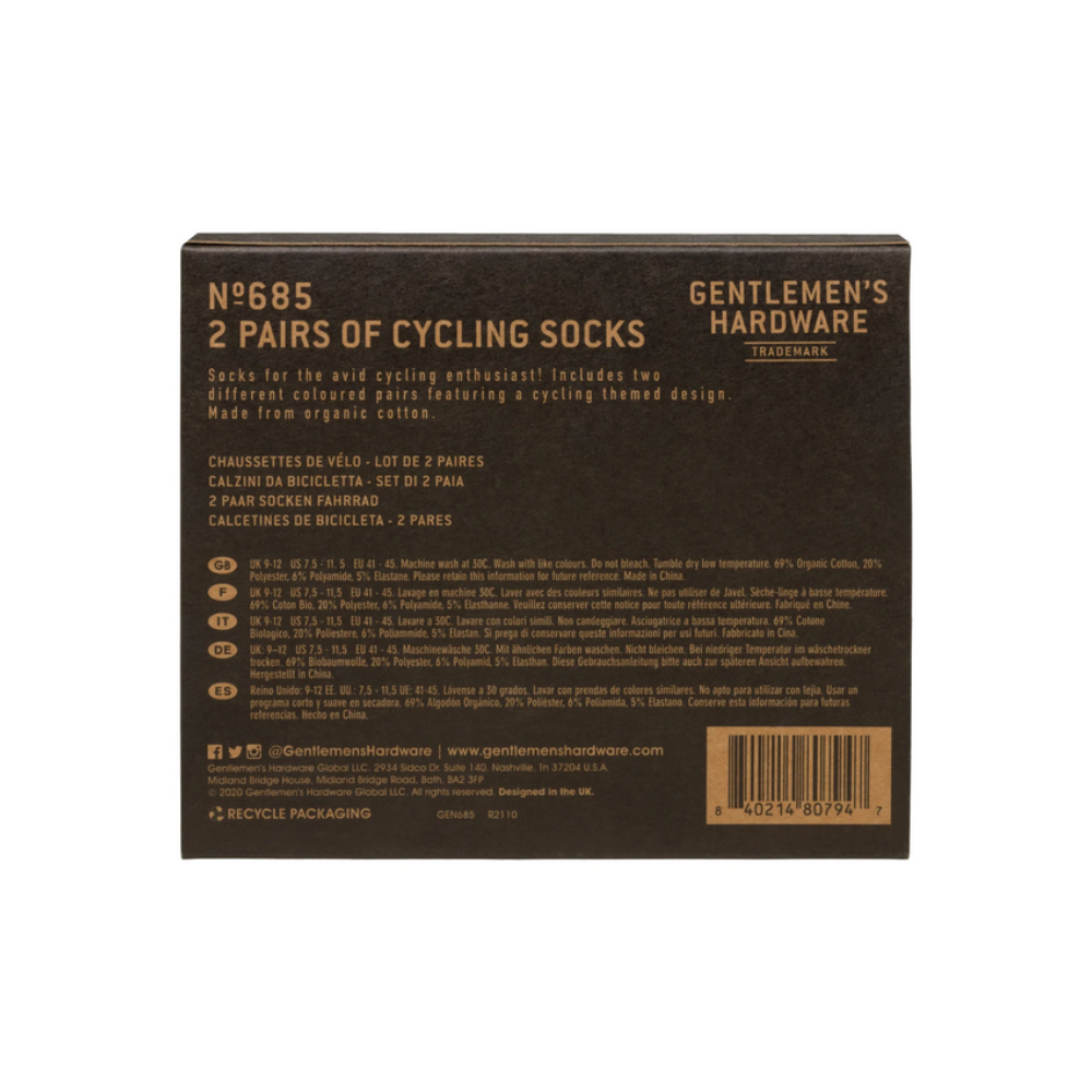 Gentlemen's Hardware Bike Socks Set of 2 Back | Merchants Homewares