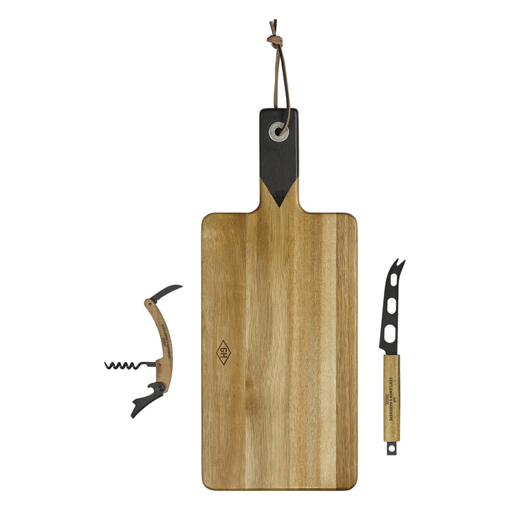 Gentlemen's Hardware Cheese Board & Knife Set with Wine Opener Merchants Homewares