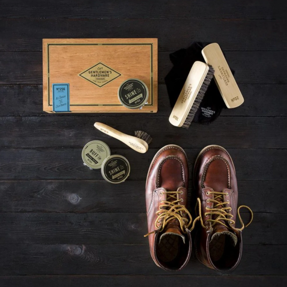 Gentlemen's Hardware Cigar Box Shoe Shine Kit Lifestyle | Merchants Homewares