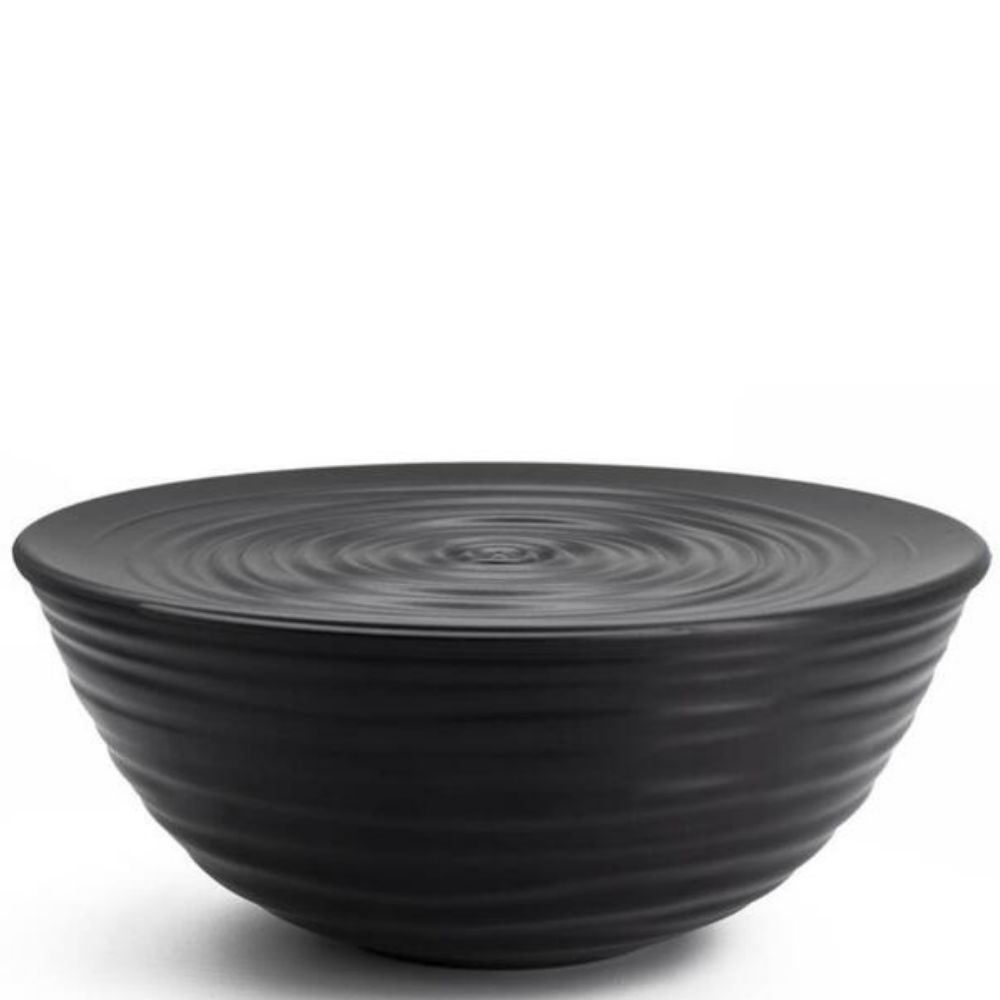 Guzzini Earth Bowl with Lid Extra Large Black open | Merchants Homewares