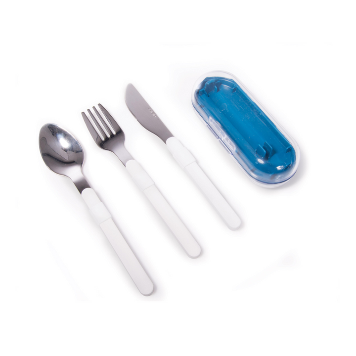 IS Albi For The Earth Collapsible Cutlery Set Blue Open | Merchants Homewares