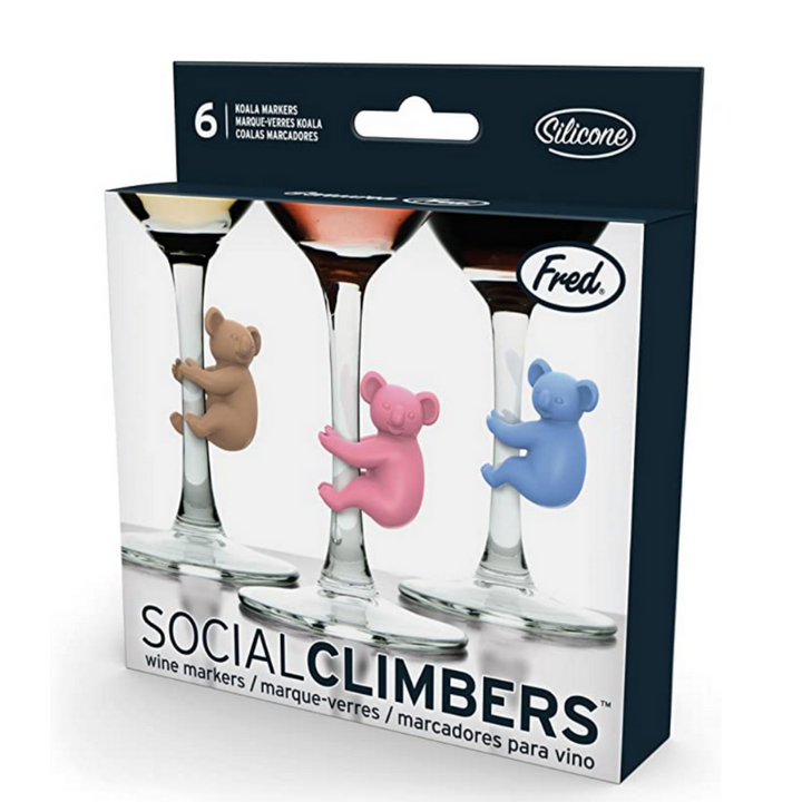 IS Albi Fred Social CLimbers Set of 6 Wine Markers | Merchants Homewares