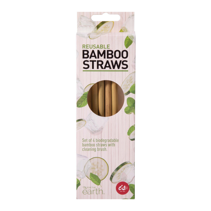 I.S Gift Reusable Bamboo Straws Set Of 4 | Merchants Homewares