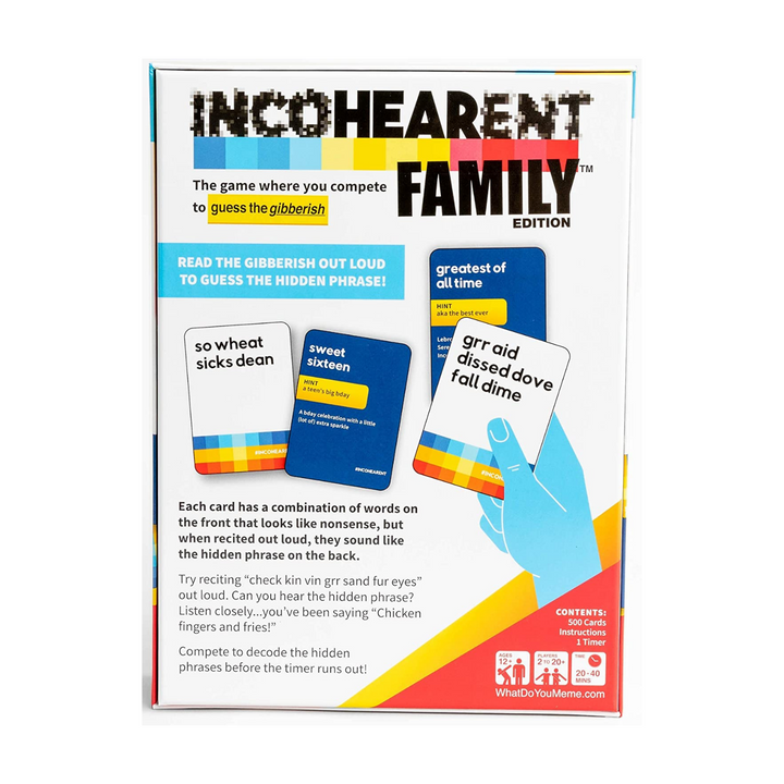 VR Distribution Incohearent Family Edition Back Of Box Blurb | Merchants Homewares