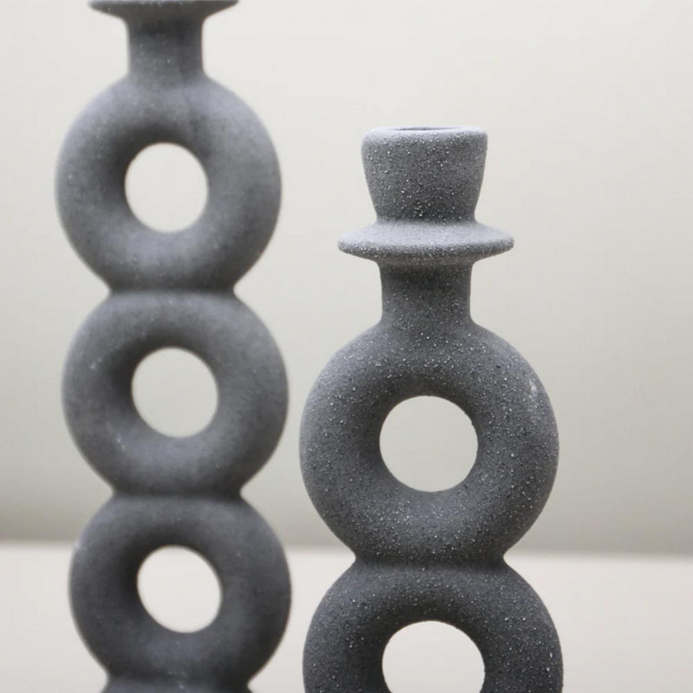 Indigo Love Adolfo Candlestand Medium Charcoal Close Up Close Up | Merchants Homewares