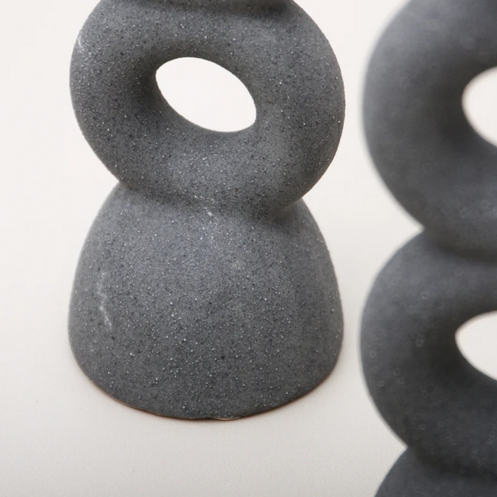 Indigo Love Adolfo Candlestand Medium Charcoal Close Up | Merchants Homewares