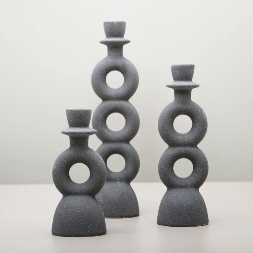 Indigo Love Adolfo Candlestand Medium Charcoal Lifestyle | Merchants Homewares