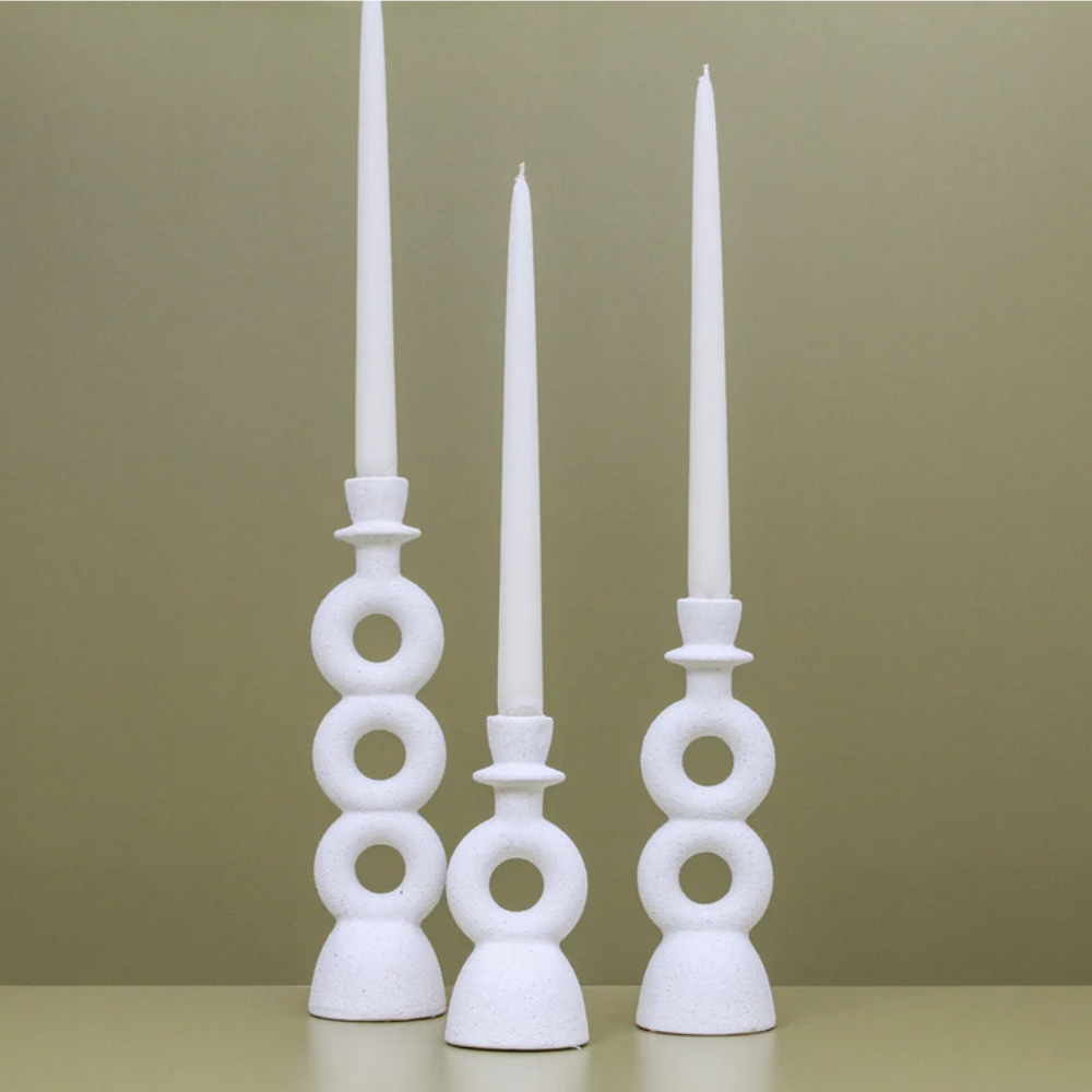 Indigo Love Adolfo Candlestand Medium White Lifestyle | Merchants Homewares