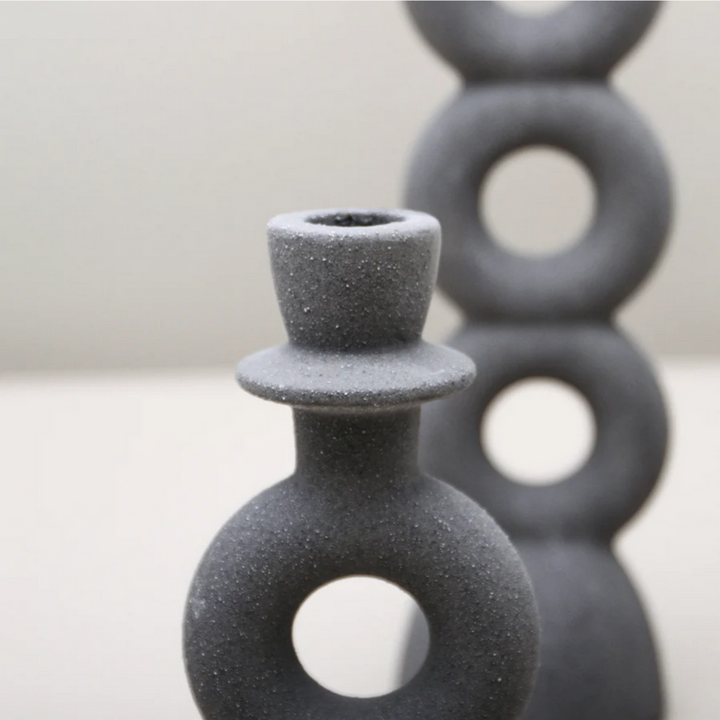 Indigo Love Adolfo Candlestand Small Charcoal Close Up | Merchants Homewares