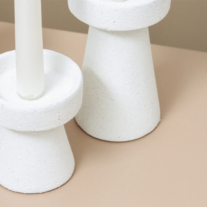 Indigo Love Bonnie Candlestand Medium White Lifestyle Close Up | Merchants Homewares