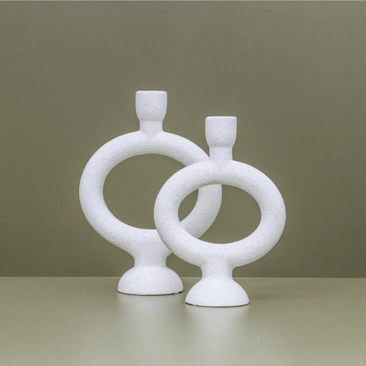 Indigo Love Thea Candlestand Small White Lifestyle | Merchants Homewares