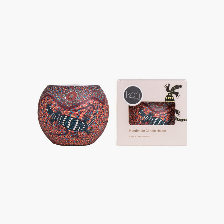 Koh Living Tea Light Candle Holder Perentie open and packaged | Merchants Homewares