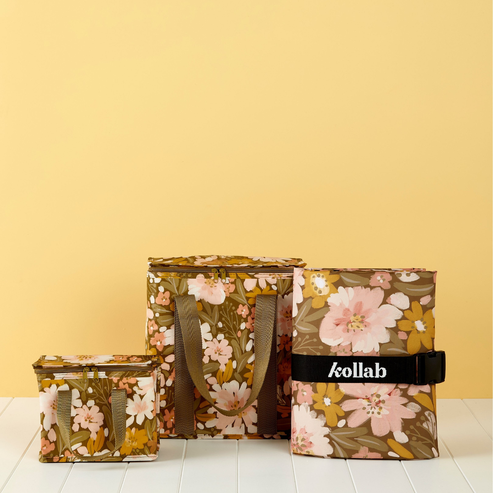 Kollab Cooler Bag Khaki Floral Lifestyle | Merchants Homewares