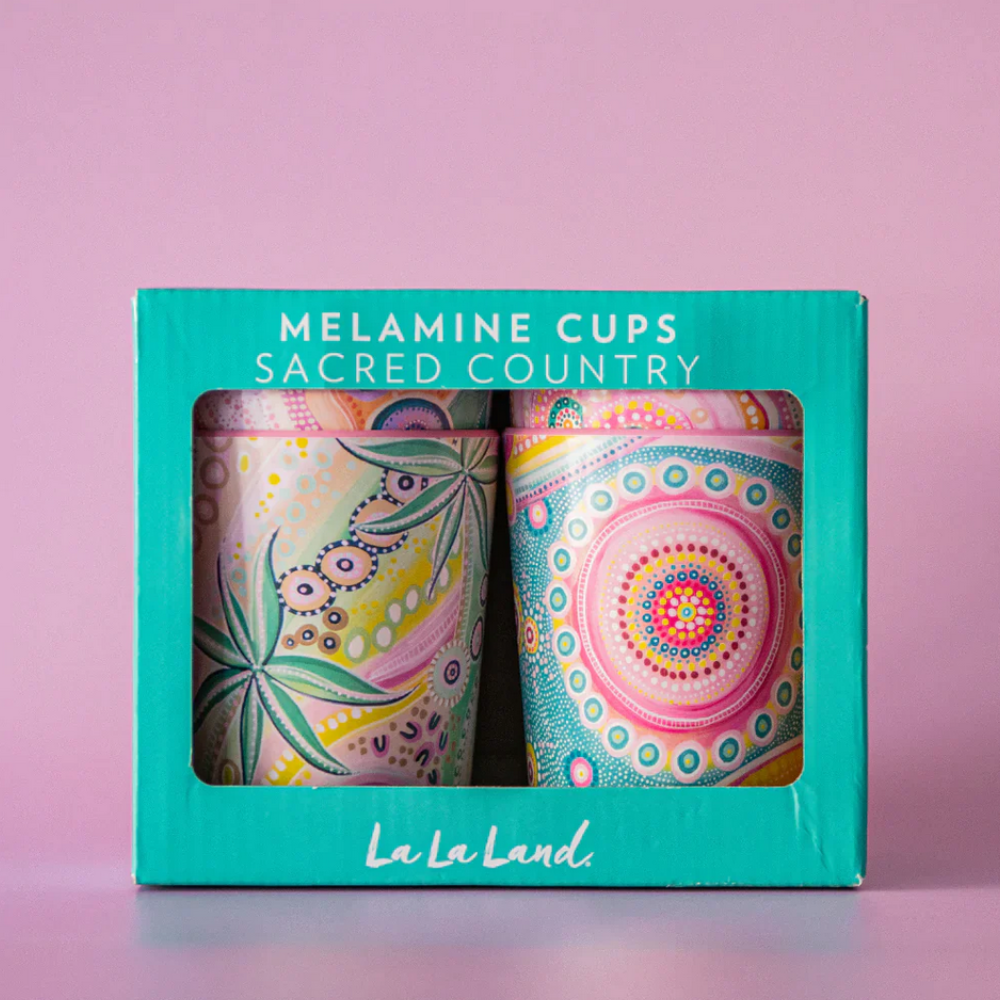 La La Land Set of 4 Cups Sacred Country Packaged | Merchants Homewares