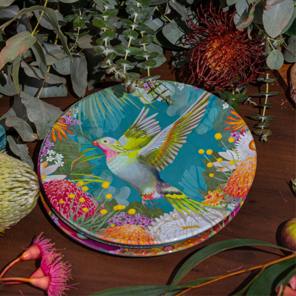 La La Land Set of 4 Plates Bush Blooms Lifestyle | Merchants Homewares