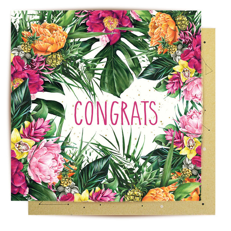 La La Land Tropical Floral Congrats Mini Card | Merchant Homewares