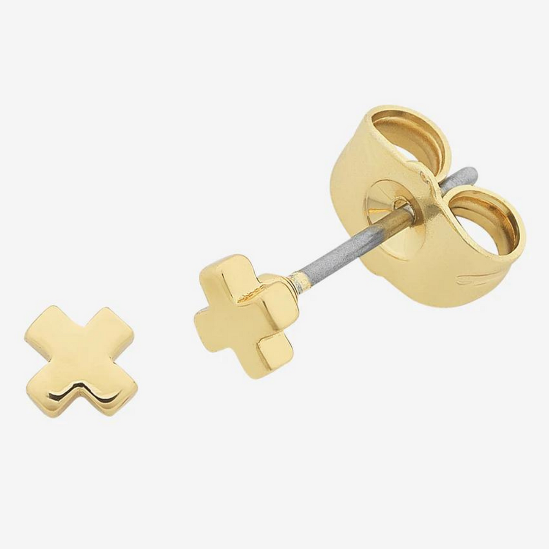Liberté | Petite Cross Gold Earrings | Merchant Homewares