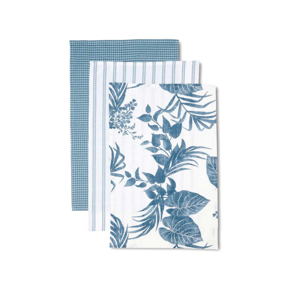 Madras Tea Towel Pack of 3 Isle Blue | Merchants Homewares